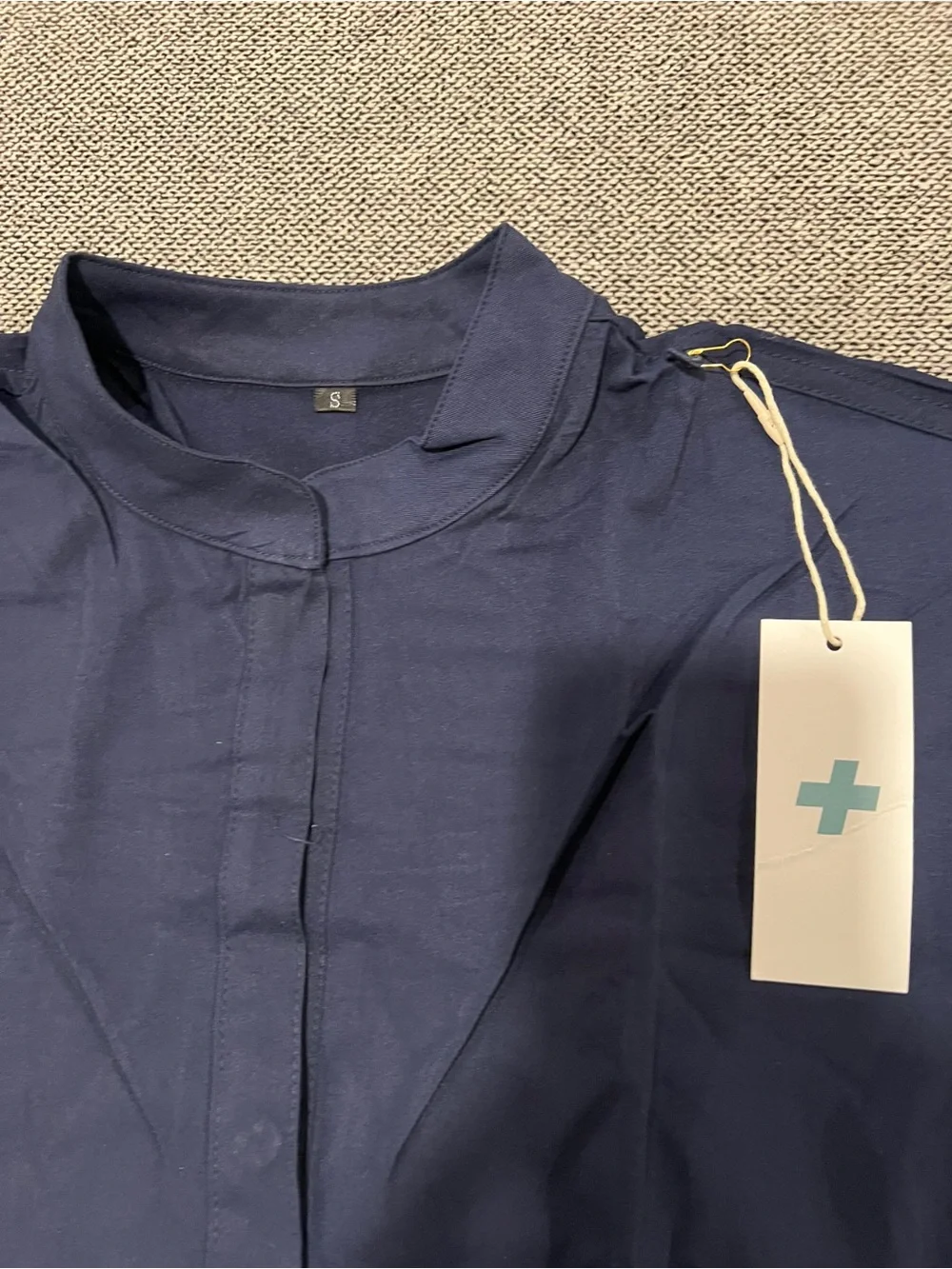Women’s Navy Drawstring Pants & Tunic Scrub Set